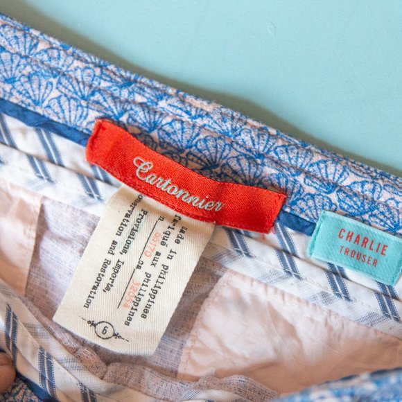 Anthropologie Cartonnier Charlie Shell Print Straight Leg Cropped Trousers Sz 6 - Picture 5 of 10